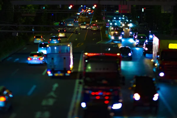 Egy éjszakai városi utca a belvárosban, Setagaya Tokyo Tilt Shift — Stock Fotó