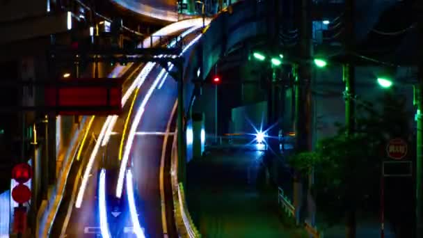 Вночі таймце з вулиці міста в центрі міста в Сетамая Токіо довгий постріл — стокове відео
