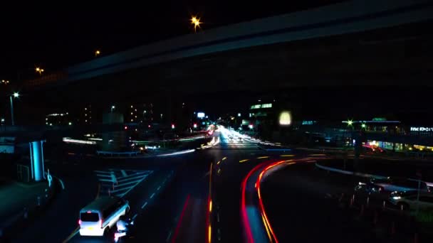 Uma cronologia noturna da rua da cidade no centro da cidade em Setagaya Tokyo tiro largo — Vídeo de Stock