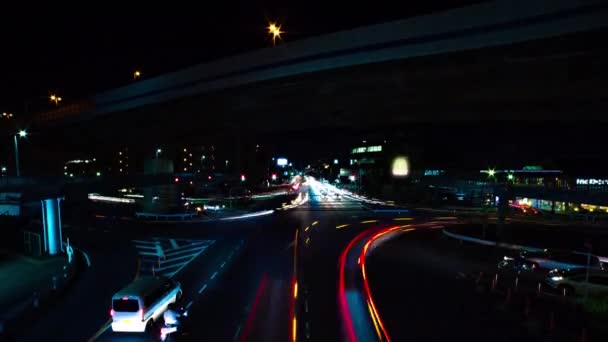 En natt Timelapse av stadsgatan i centrum i Setagaya Tokyo wide shot — Stockvideo