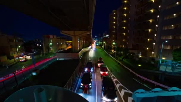 世田谷東京の繁華街の街路の夜のタイムラプス — ストック動画