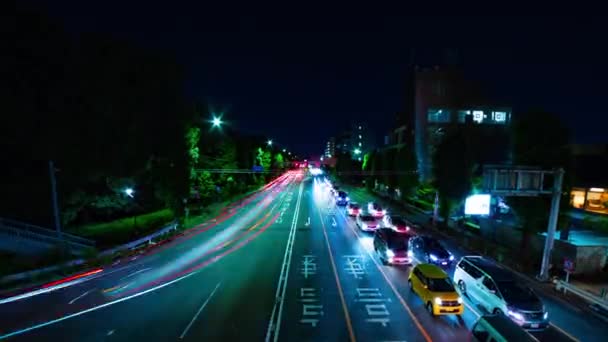 Nocne timelapse ulicy miasta w centrum w Setagaya Tokio szeroki strzał — Wideo stockowe