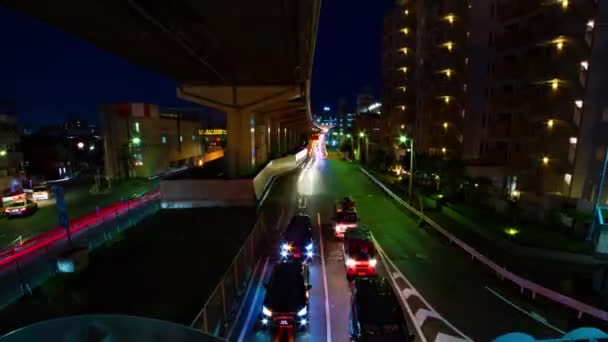 世田谷東京の繁華街の街路の夜のタイムラプス — ストック動画