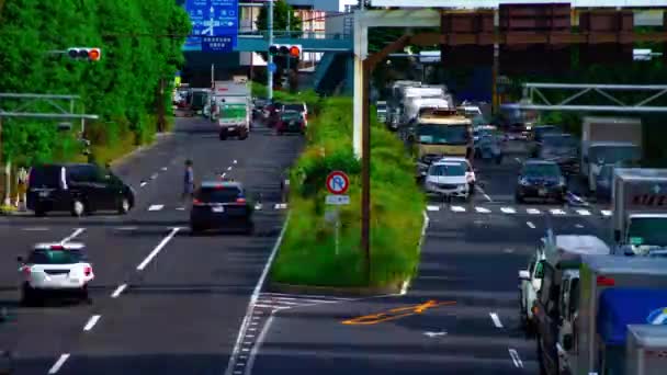 Ein Zeitraffer der Innenstadt Straße an der kanpachi Avenue in Tokio tagsüber lange Einstellung — Stockvideo
