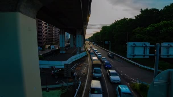 Таймце в центрі міста на проспекті Kanpachi в Токіо денний широкий постріл — стокове відео