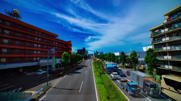 Een timelapse van Downtown Street op Kanpachi Avenue in Tokio overdag breed schot — Stockvideo