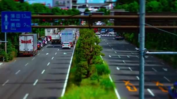 Un timelapse della strada del centro di Kanpachi avenue a Tokyo giorno tilt-shift — Video Stock
