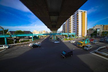 Tokyo gündüz geniş atış Kanpachi caddesinde bir şehir sokak