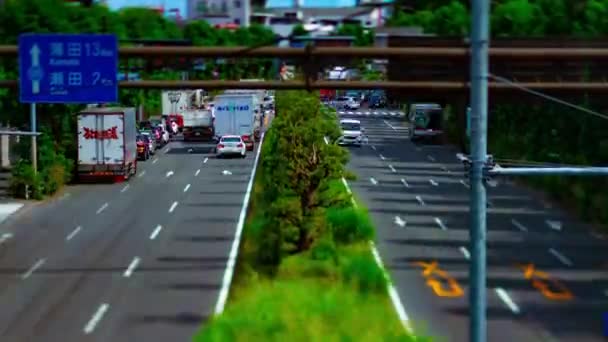 Un timelapse della strada del centro di Kanpachi avenue a Tokyo giorno tilt-shift — Video Stock