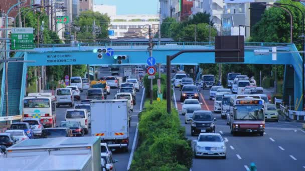 Een Downtown Street aan Kanpachi Avenue in Tokio overdag — Stockvideo