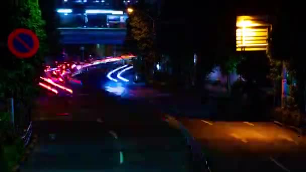 Un timelapse notturno della strada cittadina nel centro di Suginami Tokyo wide shot — Video Stock