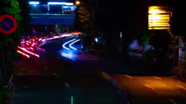 A night timelapse of the city street at the downtown in Suginami Tokyo wide shot — Stock Video