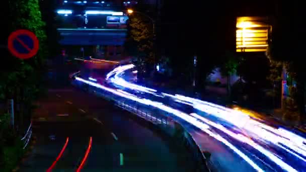 Un timelapse notturno della strada cittadina nel centro di Suginami Tokyo wide shot — Video Stock