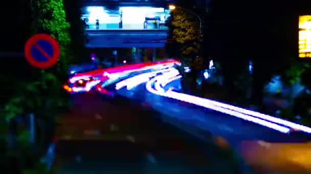 Un timelapse nocturno de la calle de la ciudad en el centro de Suginami Tokyo tiltshift — Vídeos de Stock