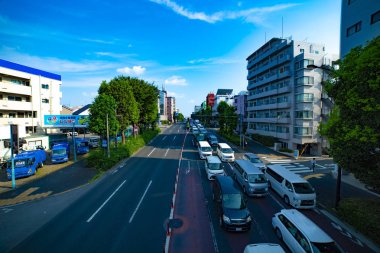 Tokyo gündüz geniş atış Kanpachi caddesinde bir şehir sokak