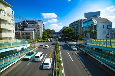 Tokyo gündüz geniş atış Kanpachi caddesinde bir şehir sokak