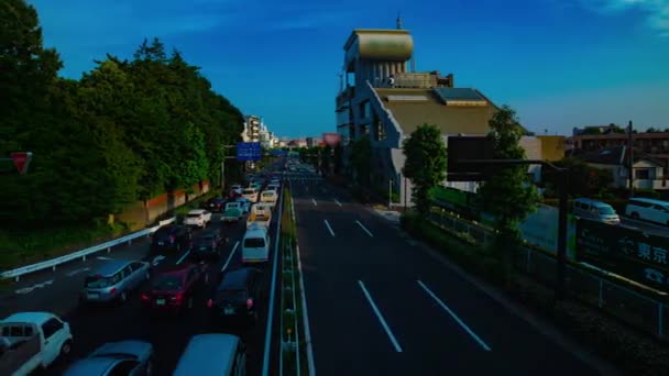 A timelapse of downtown street at Kanpachi avenue in Tokyo daytime wide shot — Stock Video