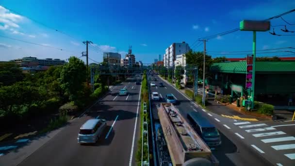 Zeitraffer der Innenstadt-Straße an der Kanpachi-Allee in Tokio bei Tageslicht — Stockvideo