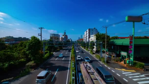 A TimeLapse a belvárosi utcán kanpachi Avenue Tokióban nappali széles lövés — Stock videók