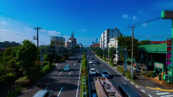 A TimeLapse a belvárosi utcán kanpachi Avenue Tokióban nappali széles lövés — Stock videók