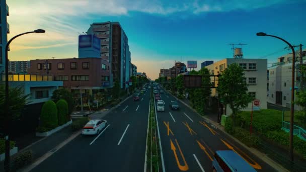 A timelapse of downtown street at Kanpachi avenue in Tokyo daytime wide shot — Stock Video