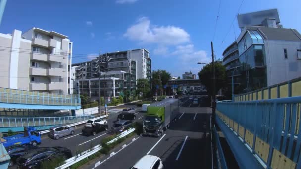 A TimeLapse a belvárosi utcán kanpachi Avenue Tokióban nappali széles lövés — Stock videók