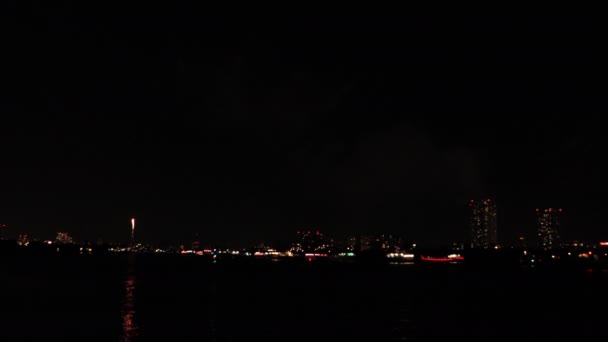 Fuochi d'artificio vicino al fiume Edogawabashi a Tokyo copyspace — Video Stock
