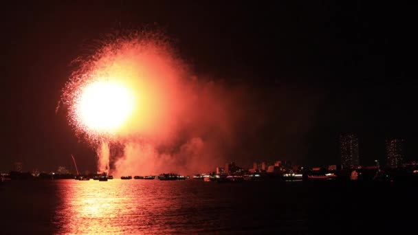 Fogos de artifício perto do rio Edogawabashi em Tóquio copyspace — Vídeo de Stock