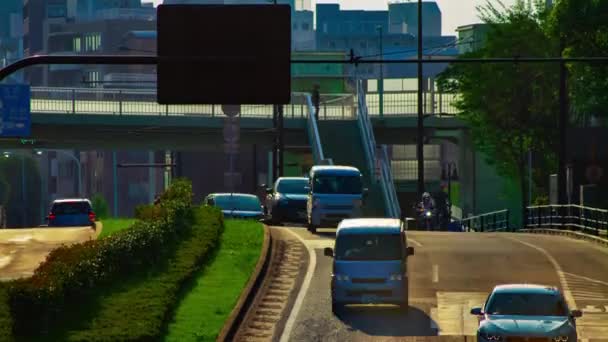 Un timelapse di strada verde vicino al parco Yoyogi a Tokyo diurna panning long shot — Video Stock