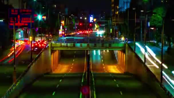 En natt Timelapse av stadsgatan i centrum i Setagaya Tokyo långskott — Stockvideo