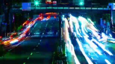 Setagaya Tokyo uzun atış şehir merkezinde şehir sokak bir gece timelapse