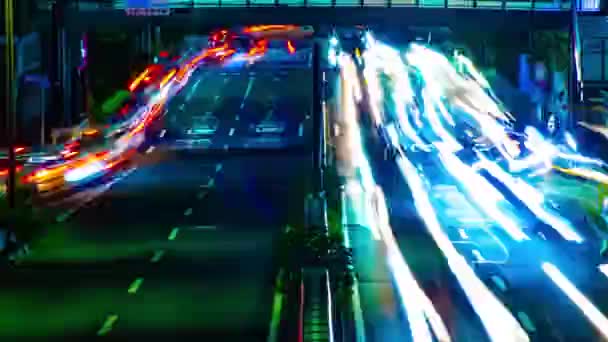 Un timelapse noche de la calle de la ciudad en el centro de Setagaya Tokio tiro largo — Vídeo de stock