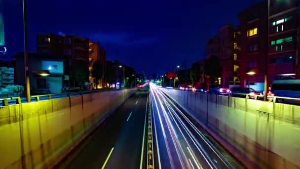 Un timelapse notte della strada della città al centro di Setagaya Tokyo colpo largo — Video Stock