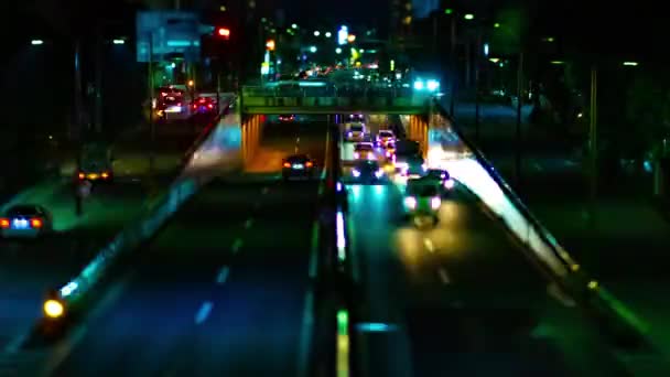 Une nuit timelapse de la rue de la ville au centre-ville de Setagaya Tokyo tiltshift — Video