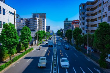 Tokyo gündüz geniş atış Kanpachi caddesinde bir şehir sokak