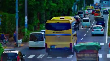 Tokyo gündüz uzun atış Kanpachi caddesinde şehir caddesi bir timelapse