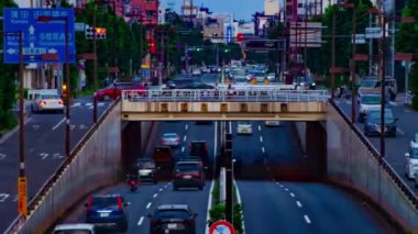 Tokyo gündüz uzun atış Kanpachi caddesinde şehir caddesi bir timelapse