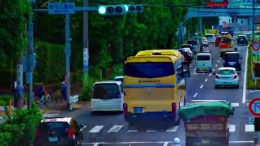 Tokyo gündüz uzun atış Kanpachi caddesinde şehir caddesi bir timelapse