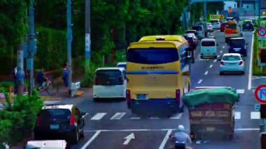 Tokyo gündüz uzun atış Kanpachi caddesinde şehir caddesi bir timelapse
