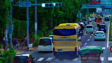 Tokyo gündüz uzun atış Kanpachi caddesinde şehir caddesi bir timelapse