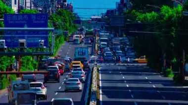 Tokyo gündüz uzun atış Kanpachi caddesinde şehir caddesi bir timelapse