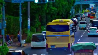 Tokyo gündüz uzun atış Kanpachi caddesinde şehir caddesi bir timelapse