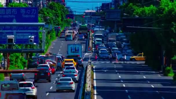Un timelapse de la calle del centro en la avenida Kanpachi en Tokio tiro largo diurno — Vídeo de stock