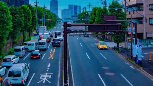 Timelapse ulicy w centrum w Kanpachi Avenue w Tokio w ciągu dnia szeroki strzał — Wideo stockowe