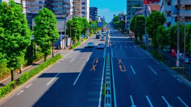 Sebuah timelapse dari pusat kota jalan di Kanpachi avenue di Tokyo siang hari tembakan lebar — Stok Video