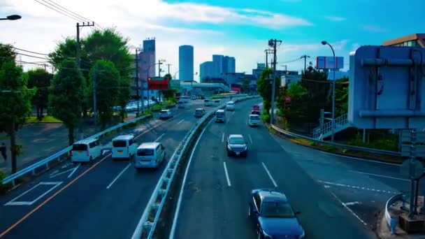 A timelapse of downtown street at Kanpachi avenue in Tokyo daytime wide shot — Stock Video
