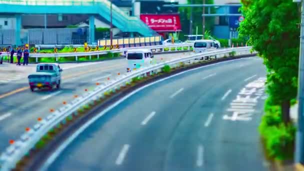 A timelapse of miniature street at Kanpachi avenue in Tokyo daytime tiltshift — Stock Video