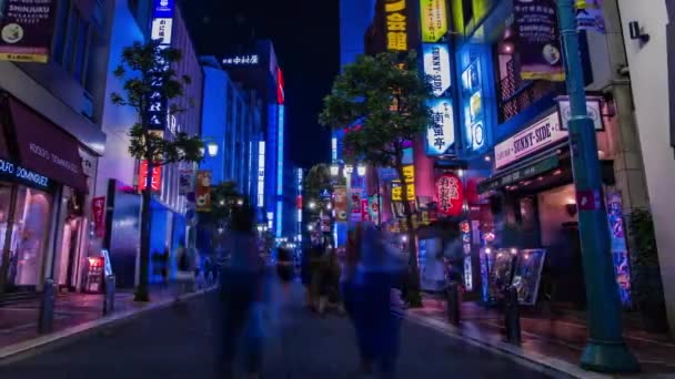 Uma cronologia noturna da cidade de néon em Setagaya Tóquio — Vídeo de Stock