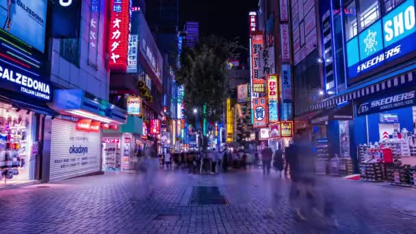 Sebuah malam tiLapse dari kota neon di Setagaya Tokyo lebar — Stok Video