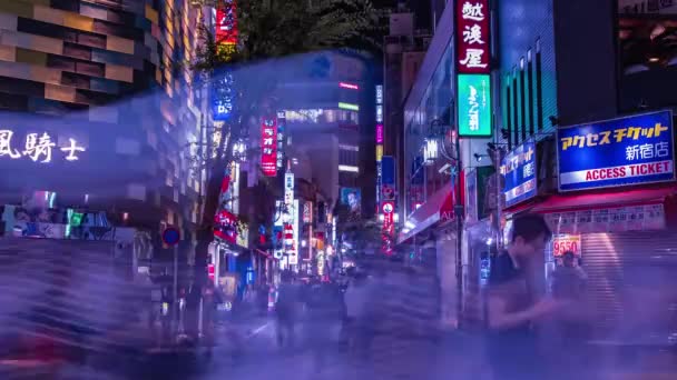 Un timelapse noche de la ciudad de neón en Setagaya Tokio amplia — Vídeo de stock